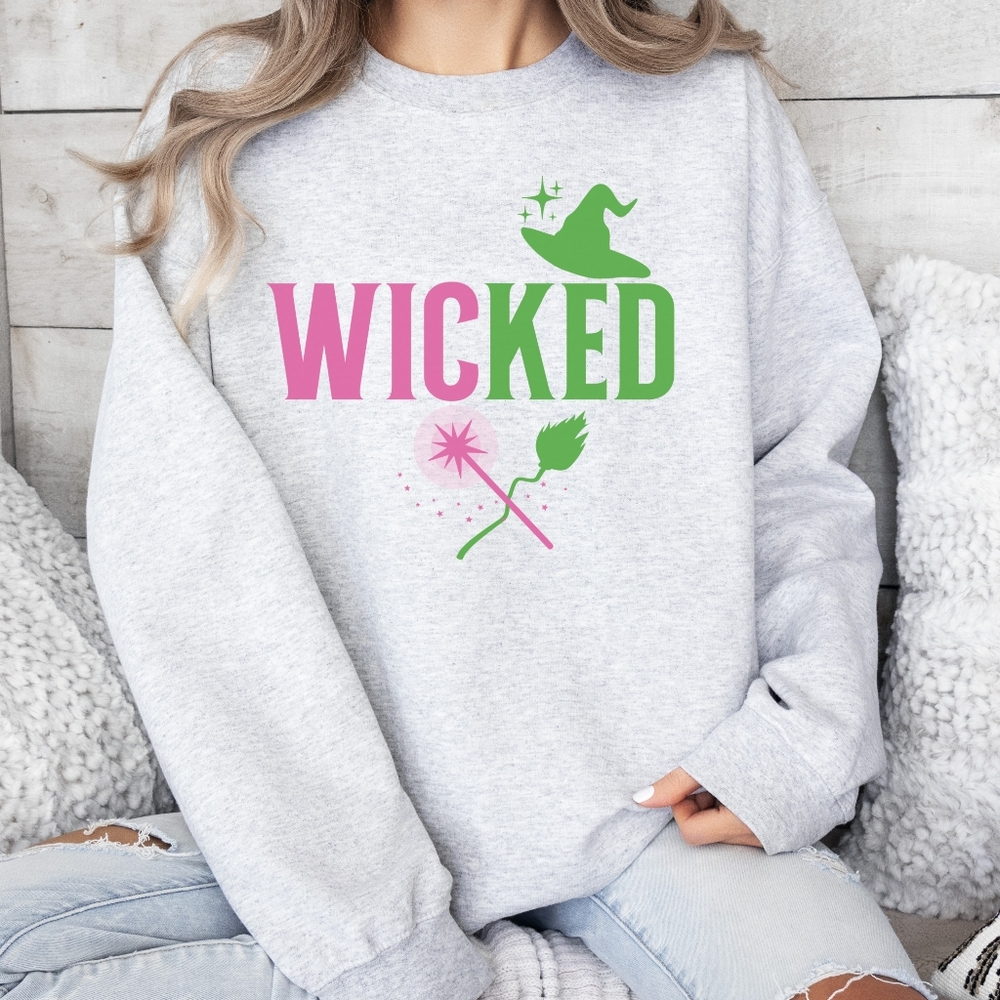 Wicked The Musical Cozy Graphic Crewneck Sweatshirt NEW